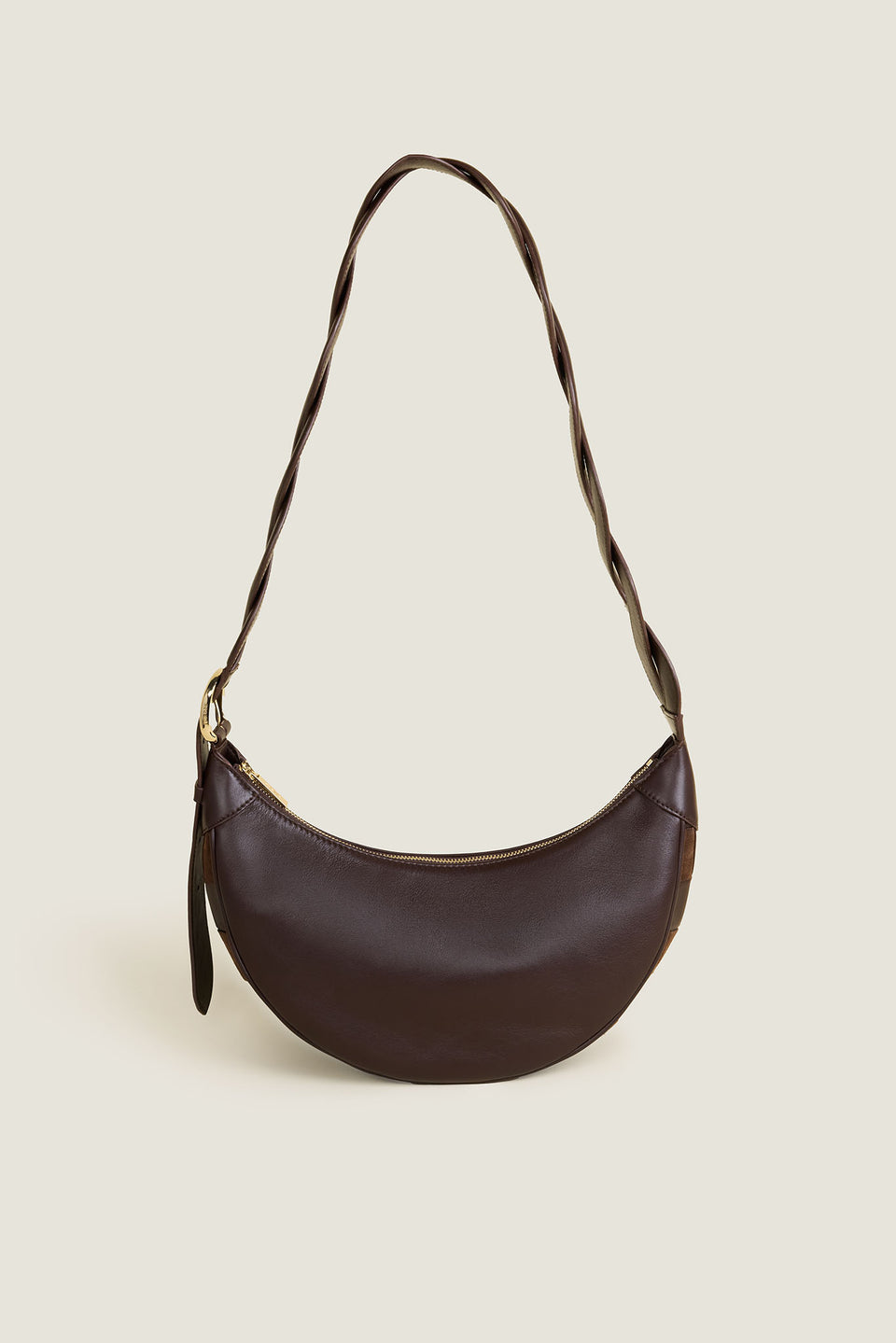 Sac bandoulière motif damier bi-matière