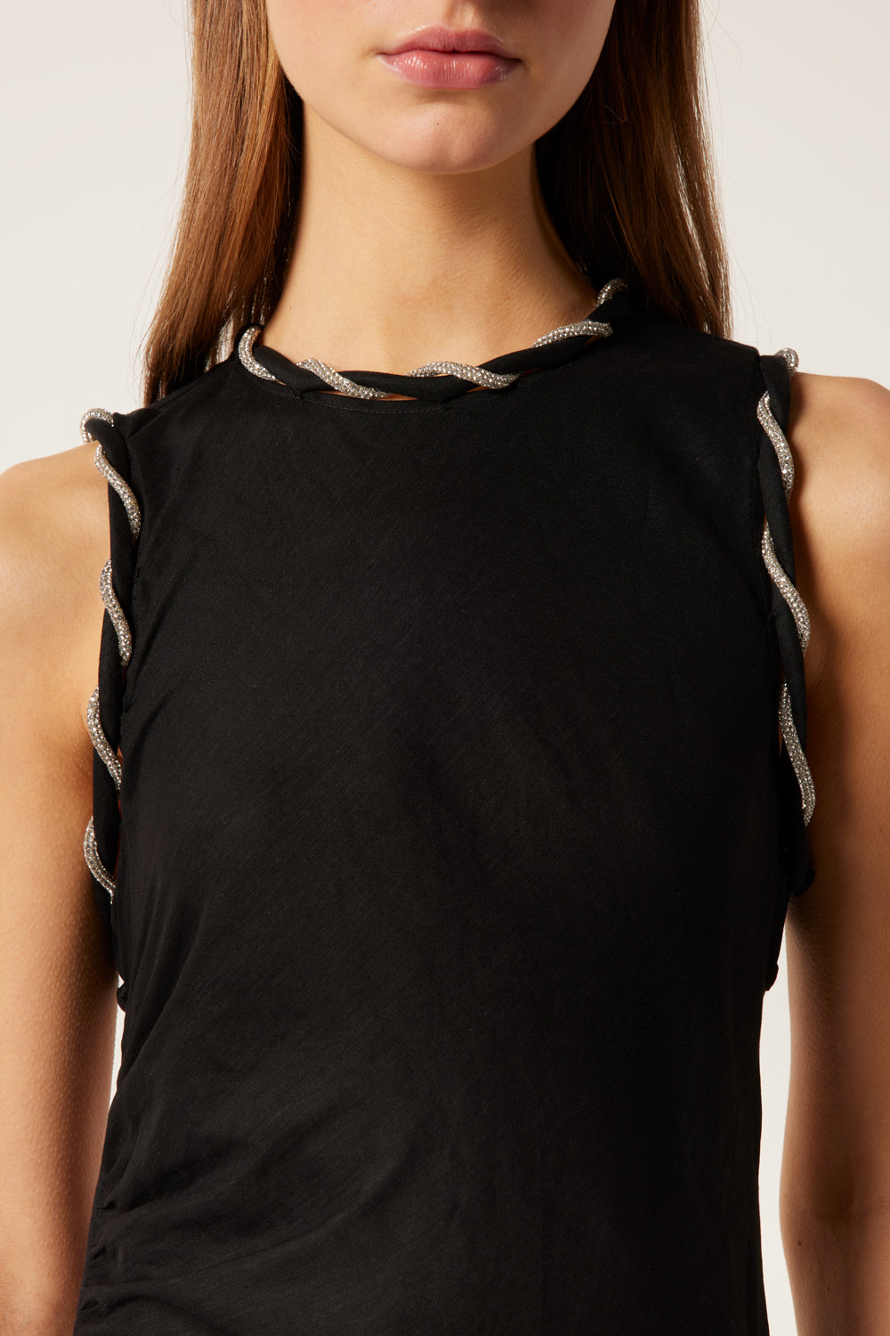 Robe longue à torsade strass