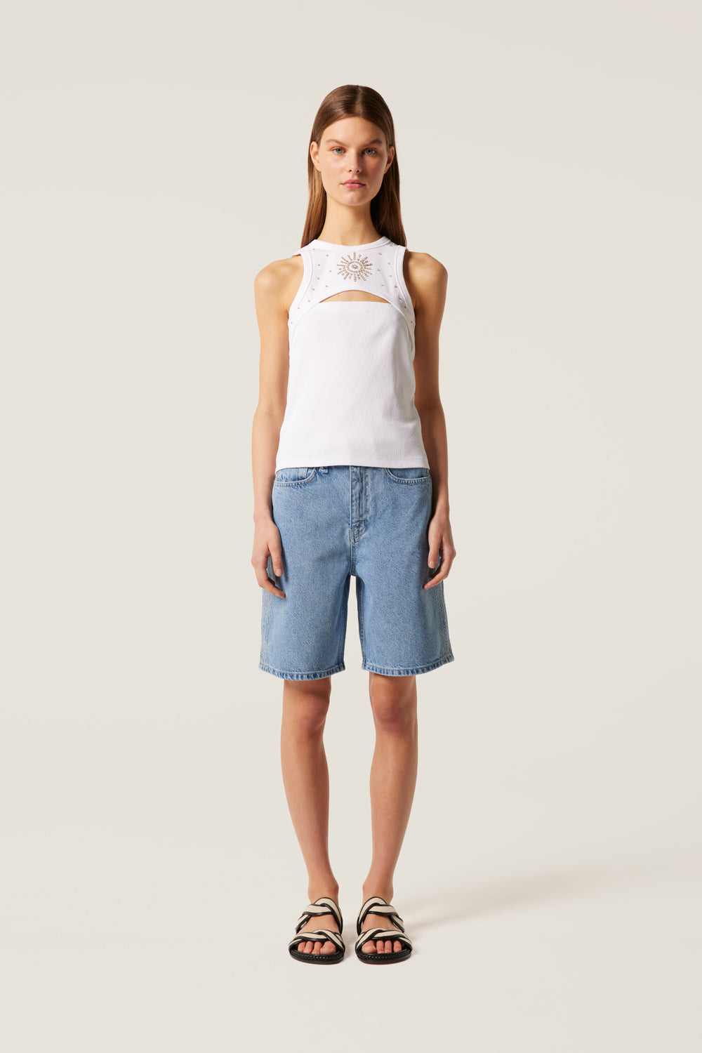 Sun embroidered tank top