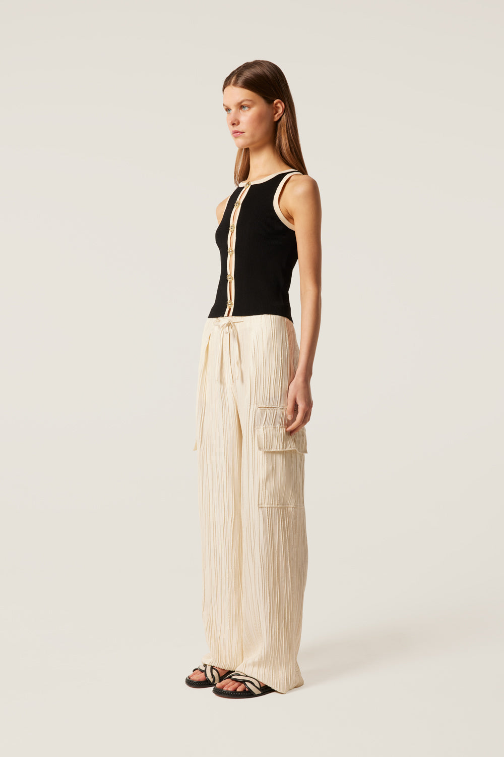 Textured flowing pants