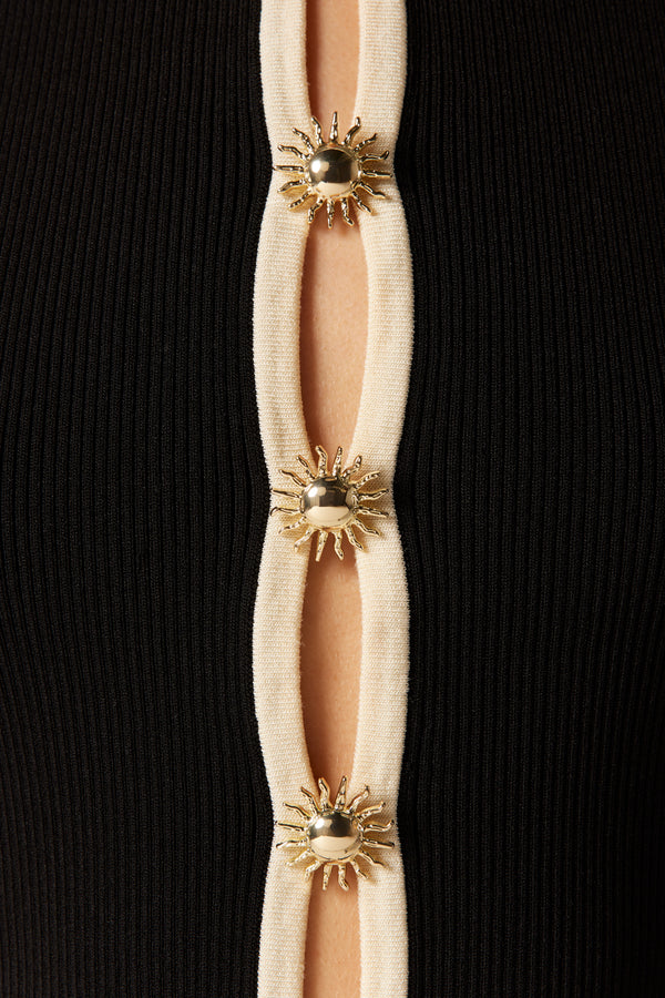 Top en maille bicolore