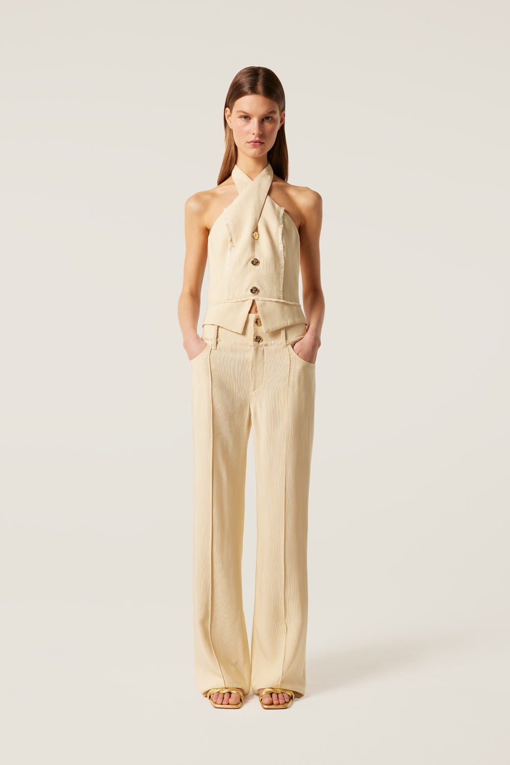 High waisted tailored pants