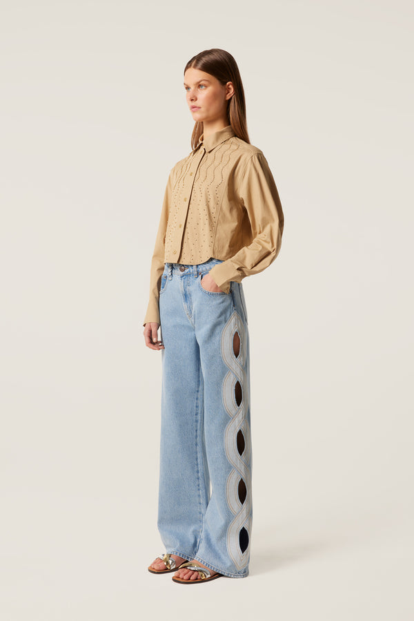 Chemise courte à strass