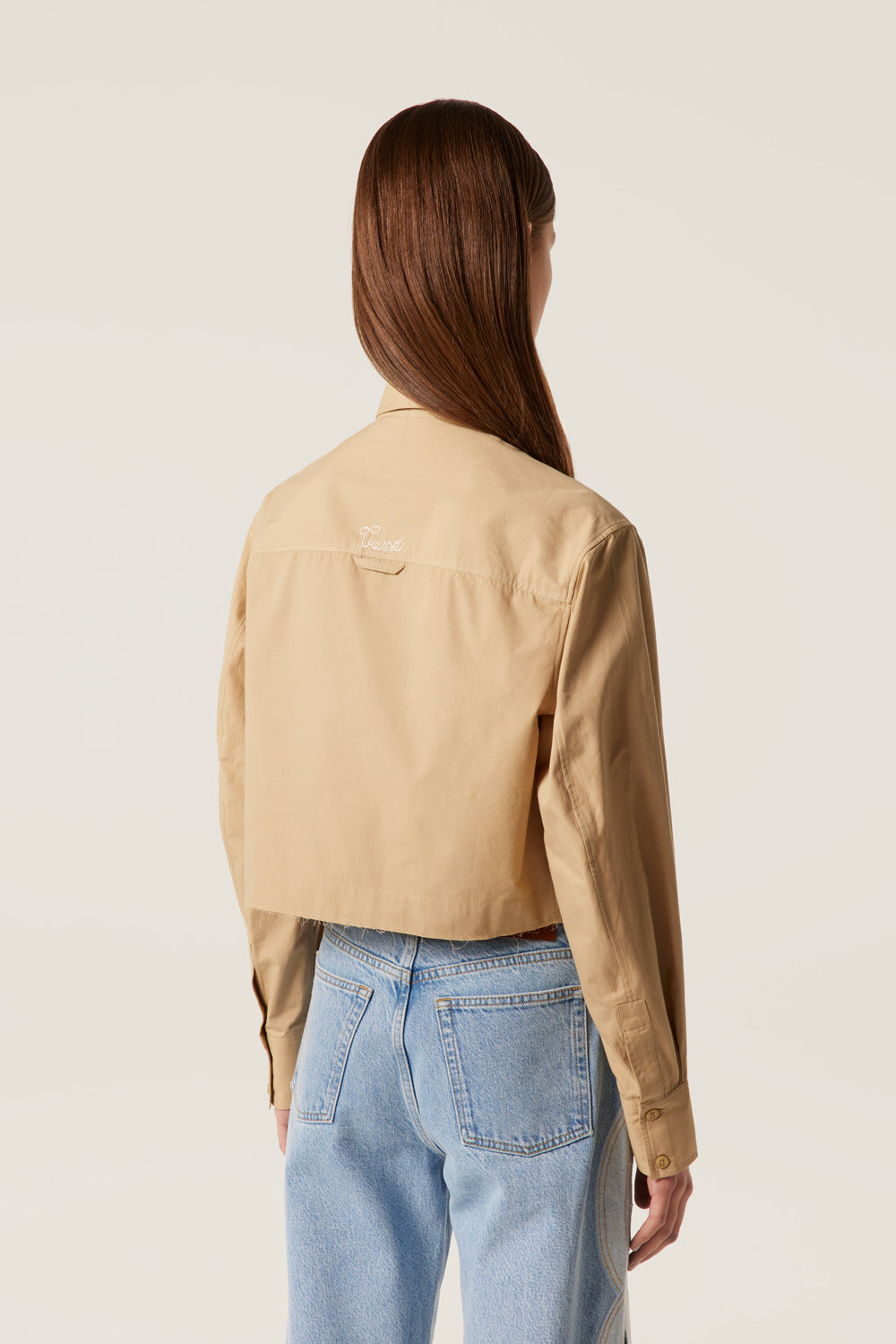 Short shirt with rhinestones