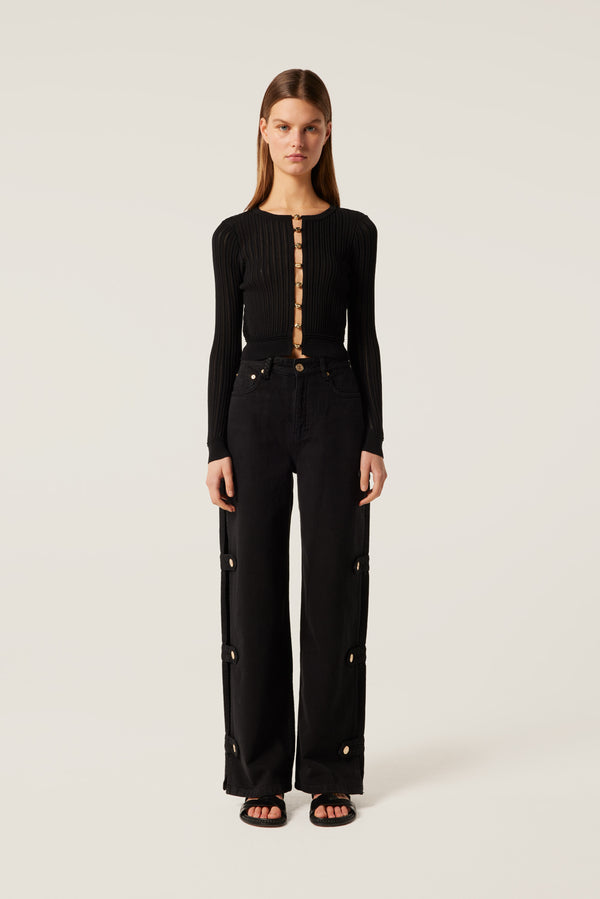 Top en maille à perles dorées