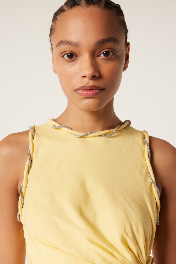 Robe longue strassée à découpe