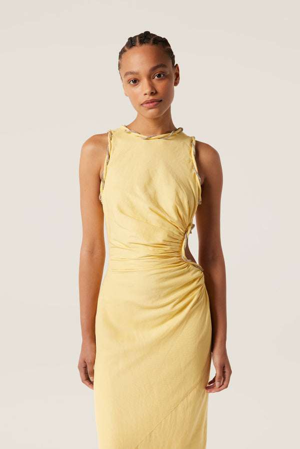 Robe longue strassée à découpe