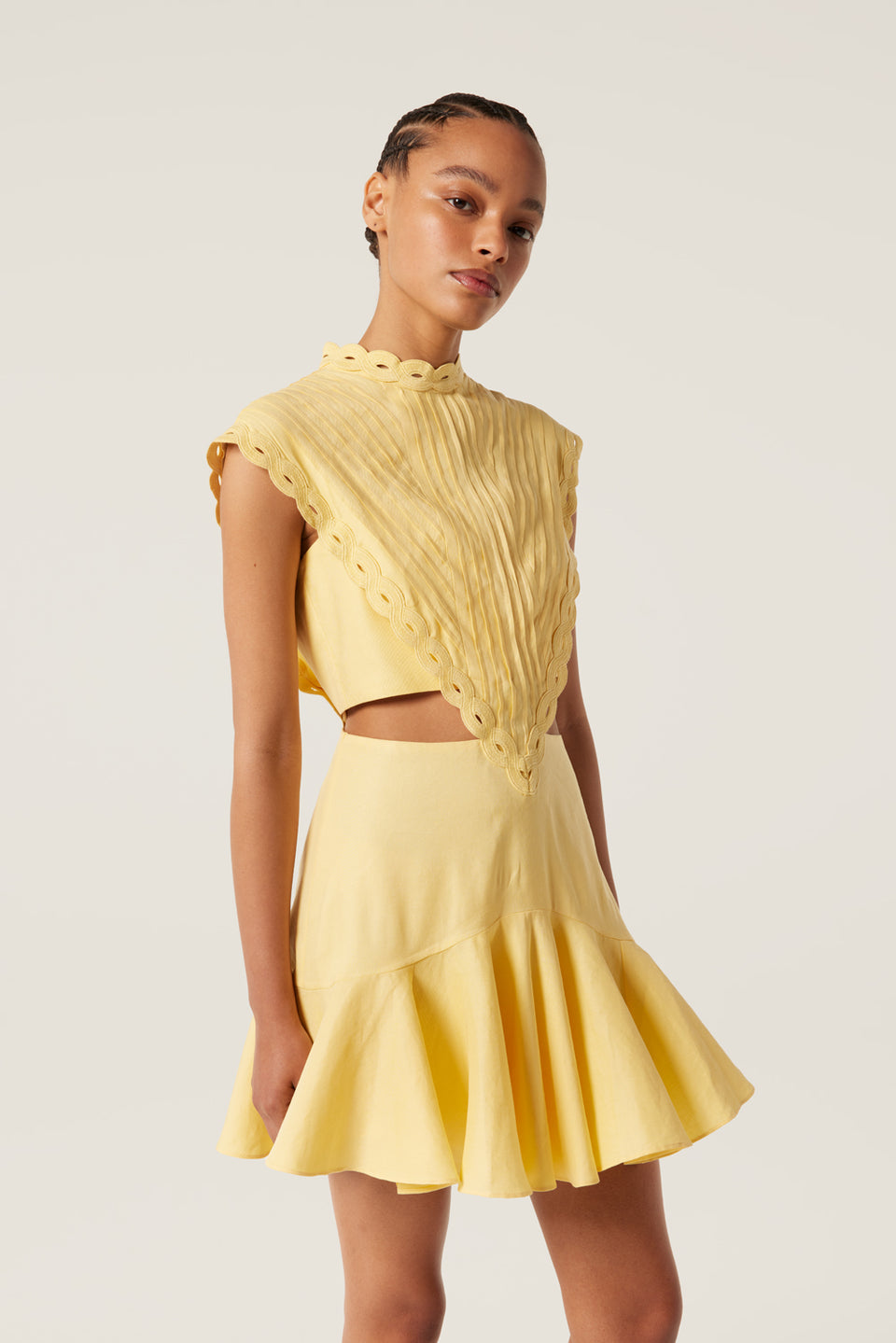 Short dress with braided trim