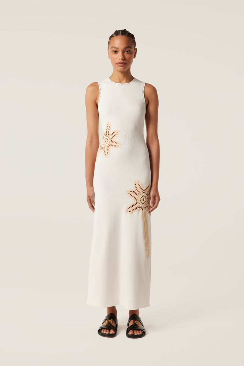 Robe longue à empiècements palmiers