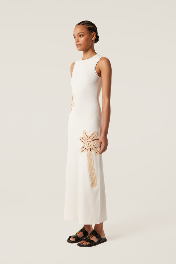 Robe longue à empiècements palmiers