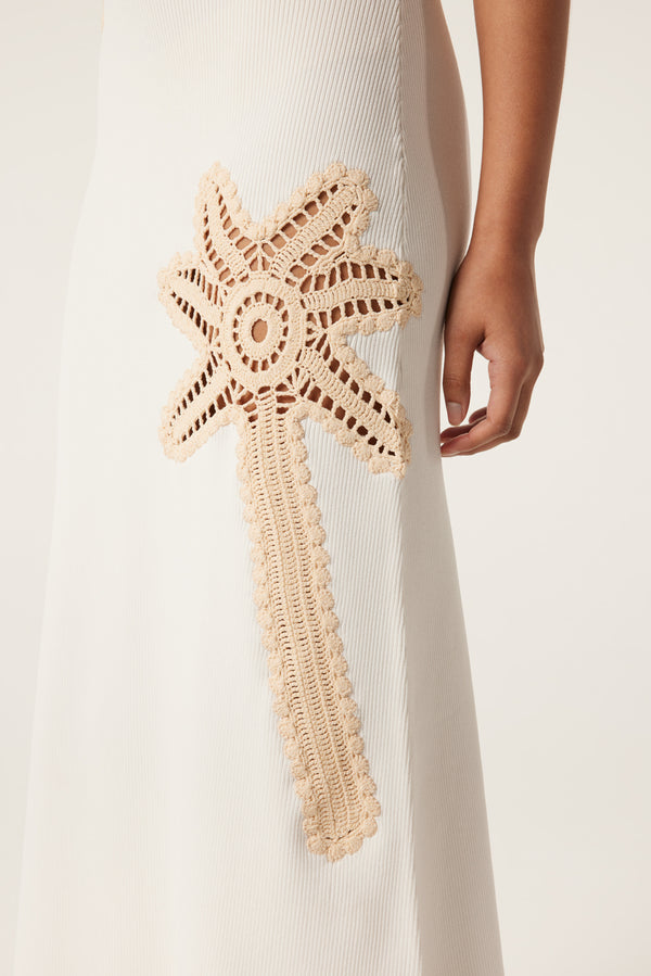 Robe longue à empiècements palmiers