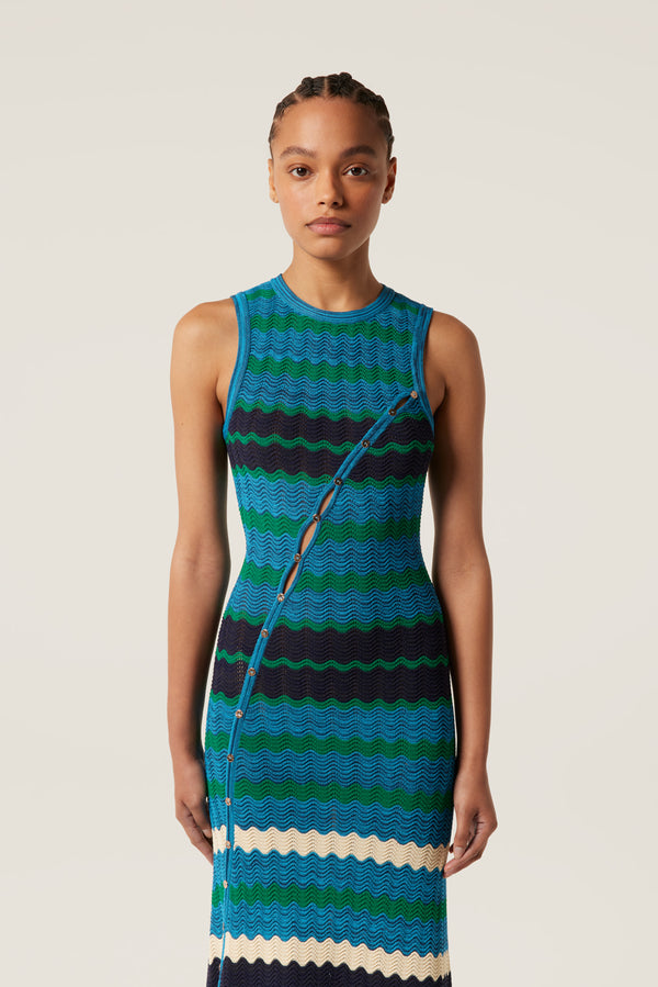 Robe en maille à rayures