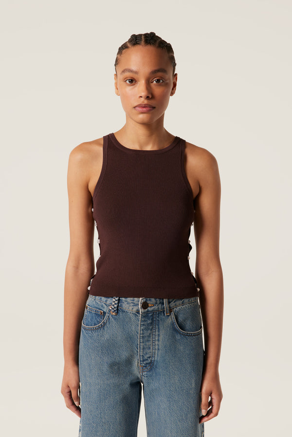 Top en maille à perles