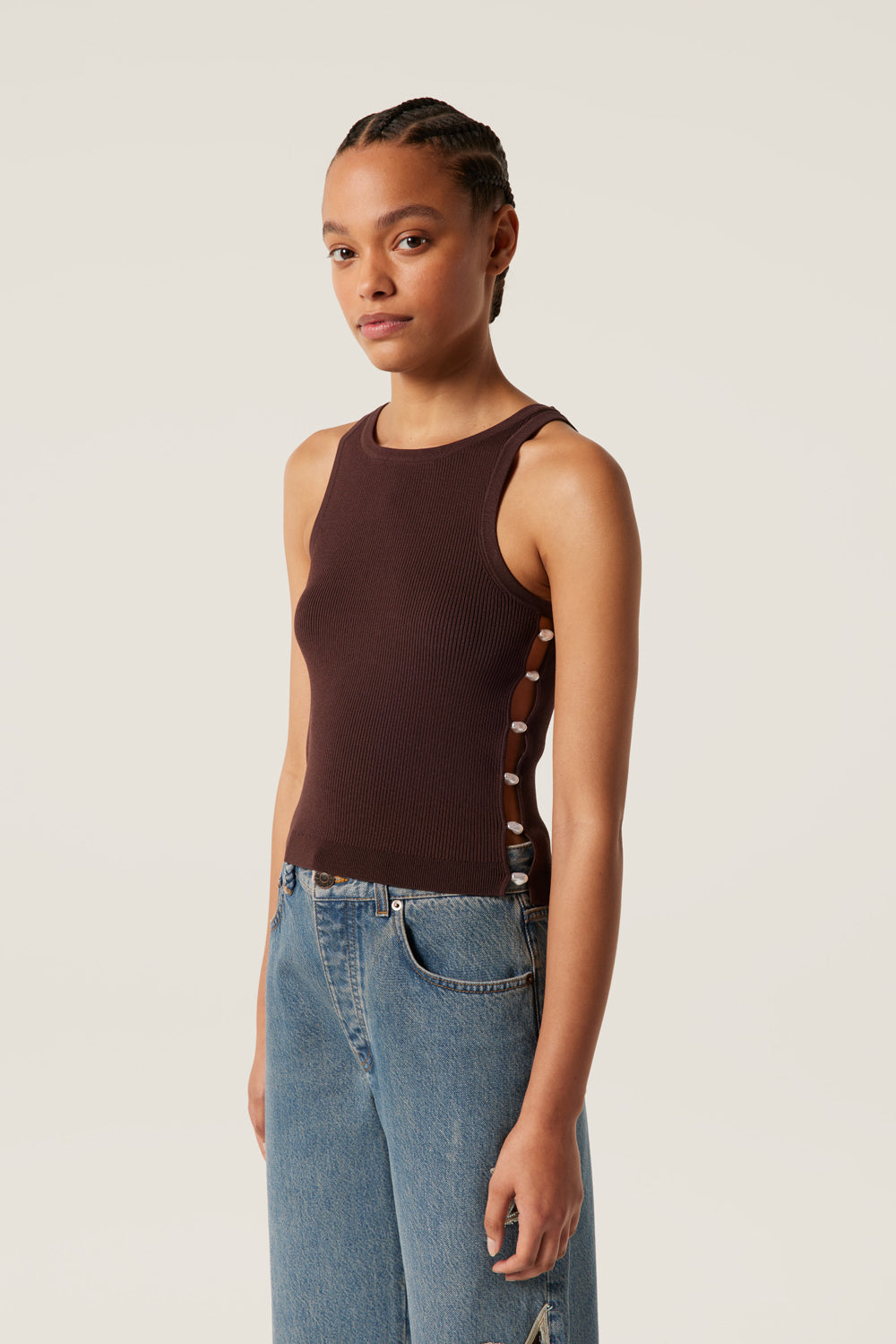 Top en maille à perles