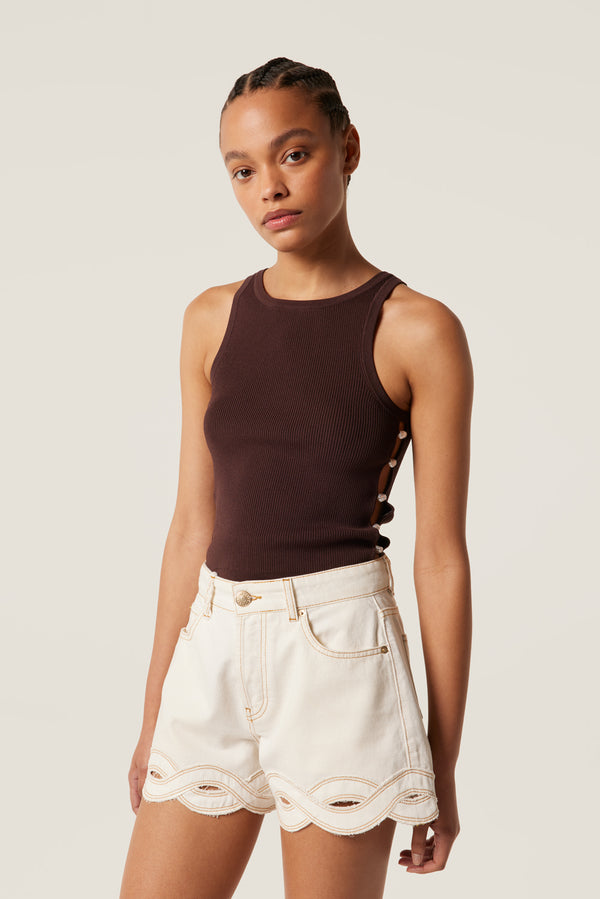 Short à ouverture tresses écru