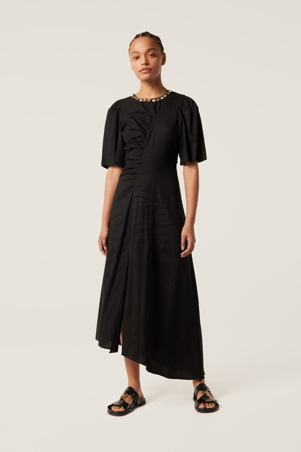 Shell-neck dress