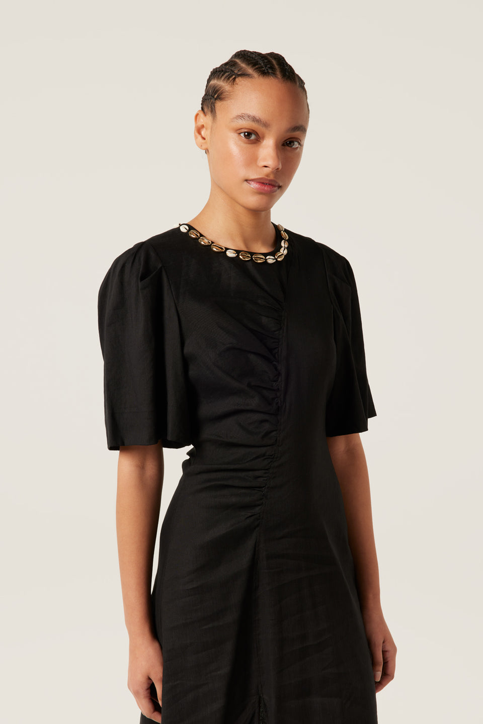 Shell-neck dress