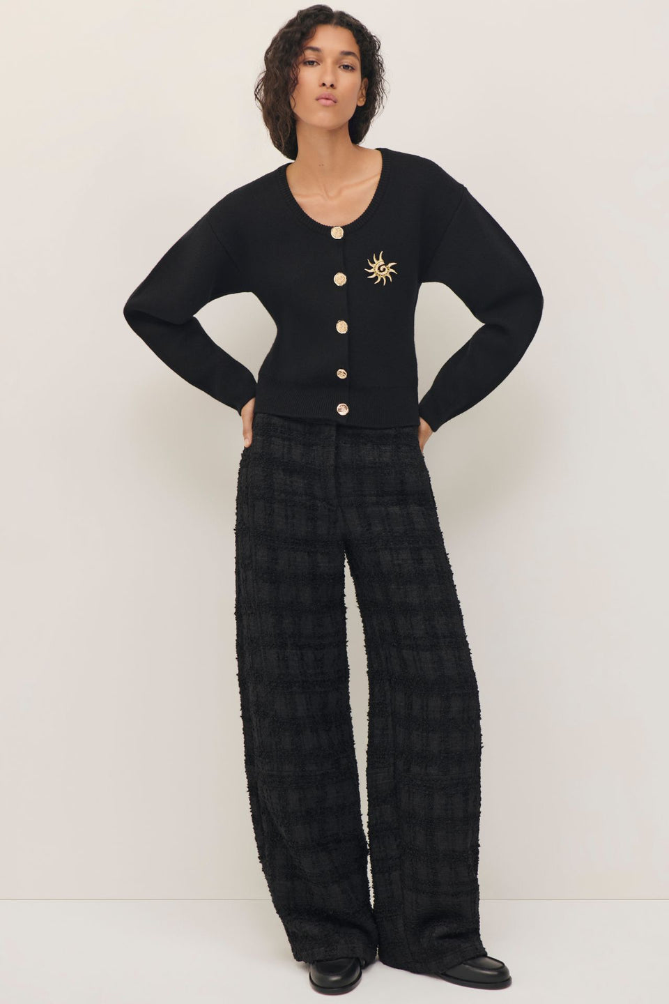 Pantalón de tweed negro
