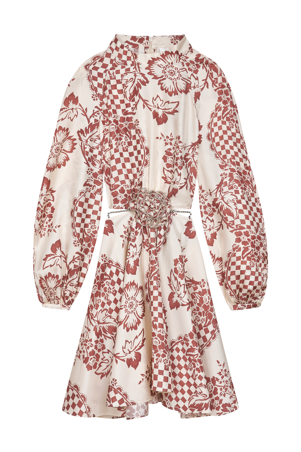 Robe en soie détails de découpes et strass