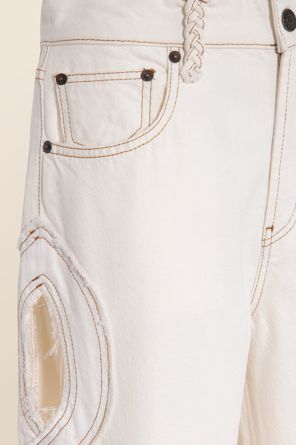 Denim avec ouverture tresse écru