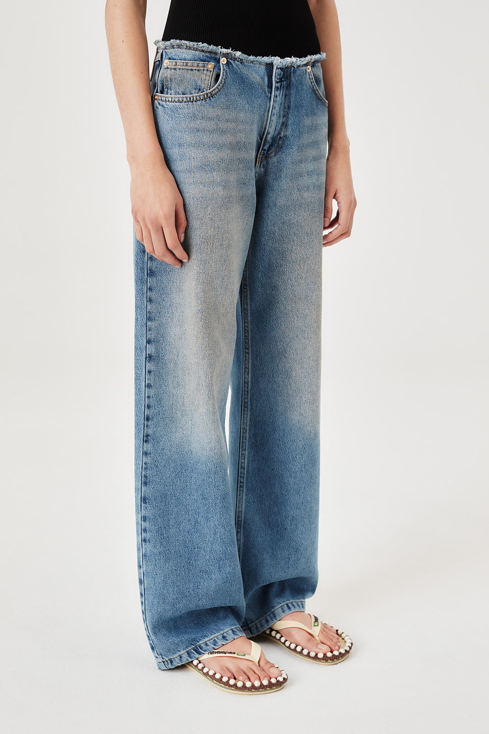 Denim à ceinture bords francs