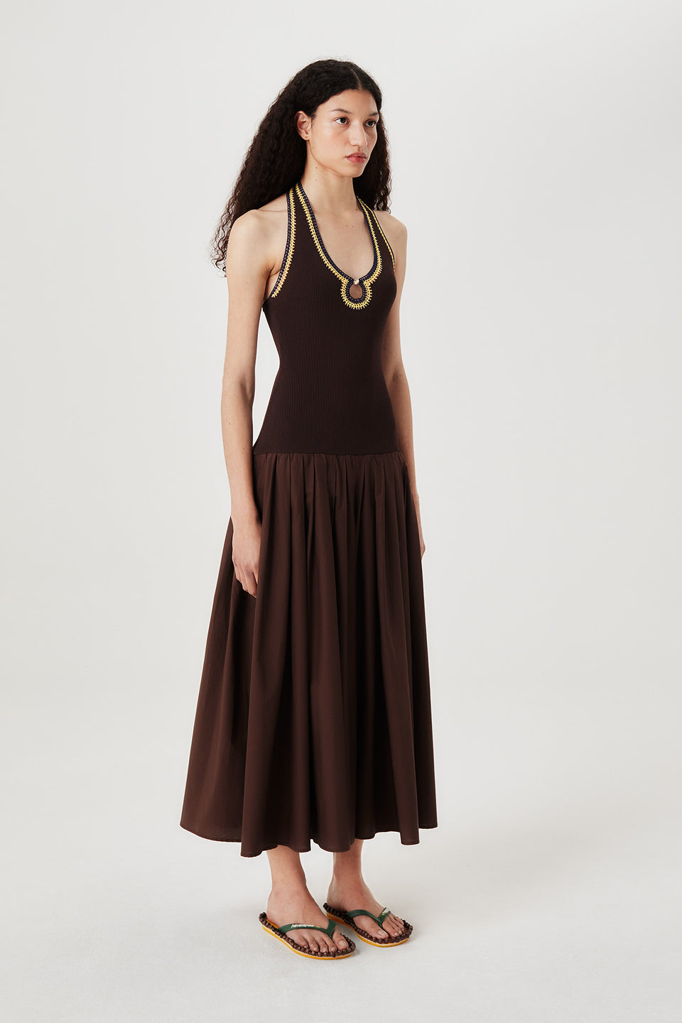 Robe longue en bi-matière