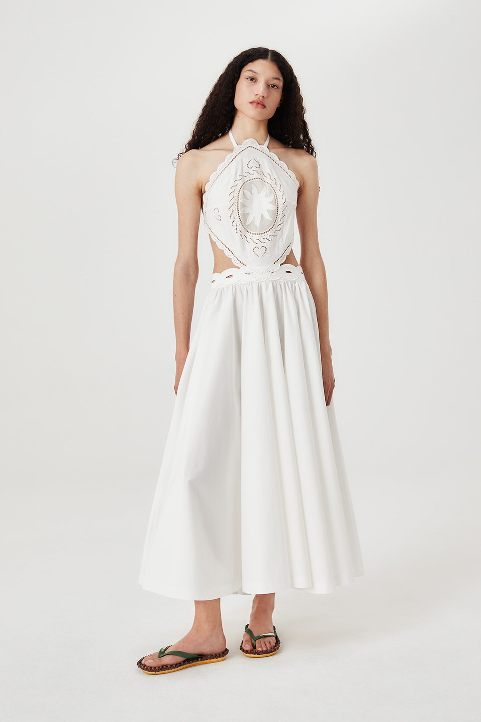 Robe longue en broderie anglaise