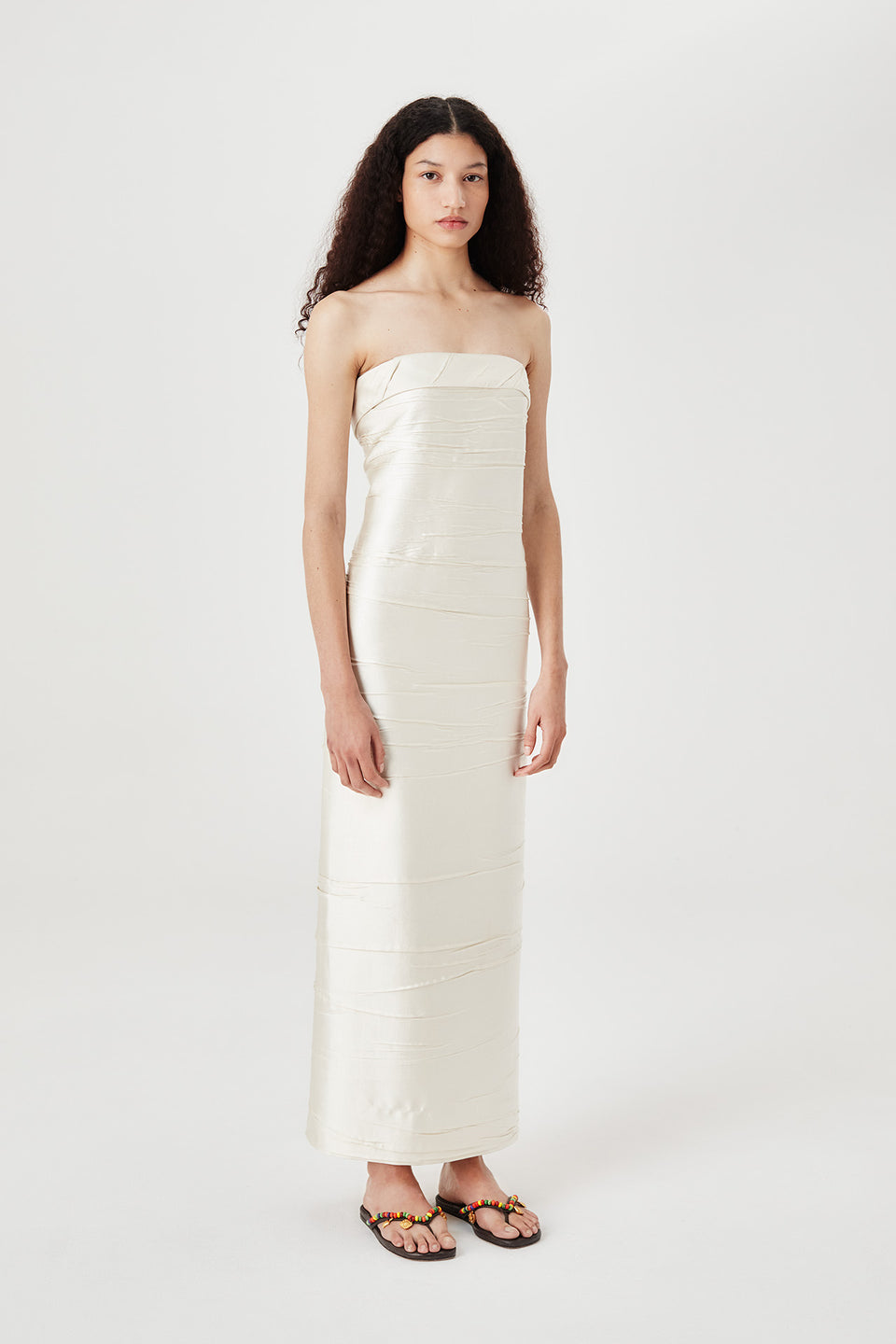Robe longue bustier plissé