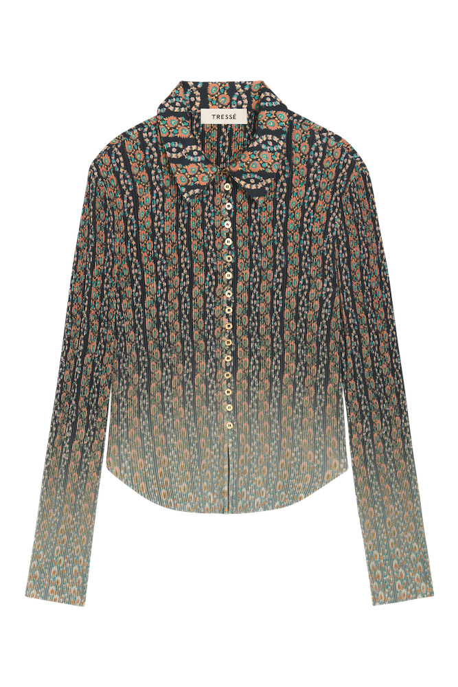 Chemise plissée dip dye floral