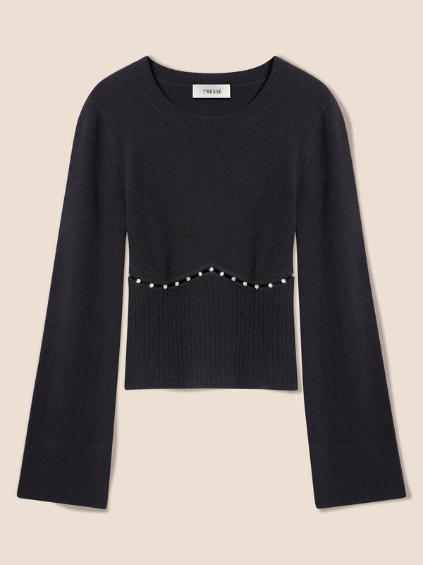 Pull à ouverture ornée de strass