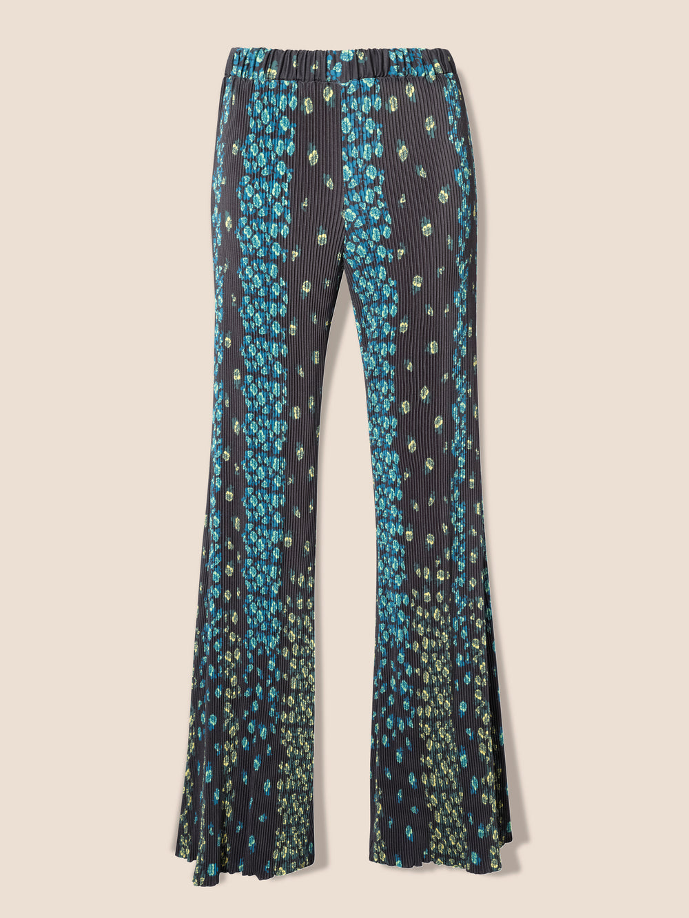 Pleated flowing pants with floral pattern