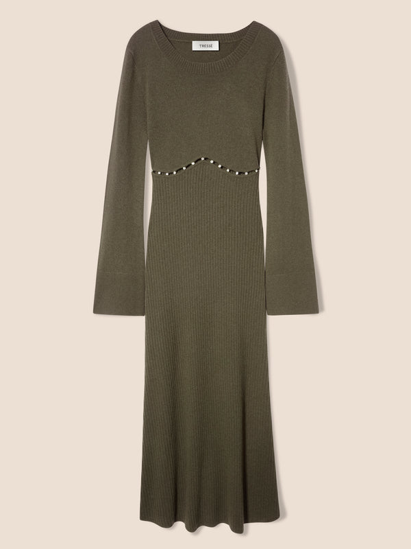 Robe longue en maille à strass