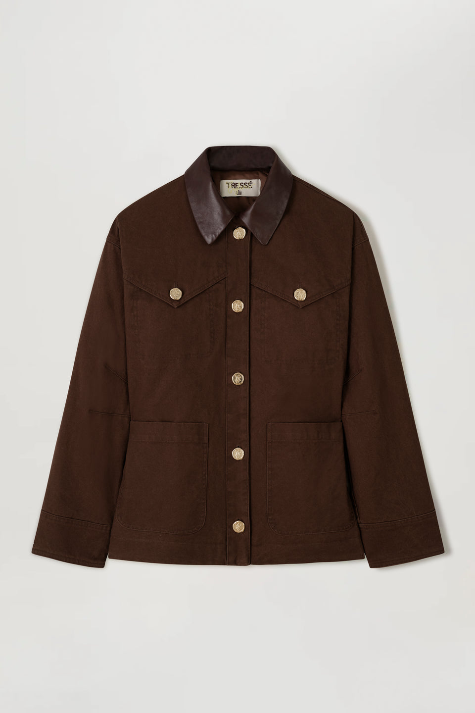 Veste en toile de coton et col en cuir