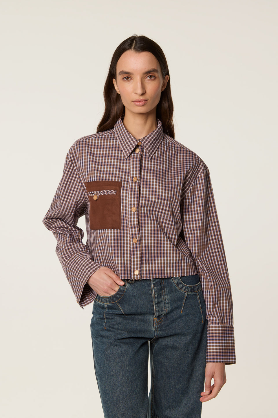 Chemise à poche en nubuck