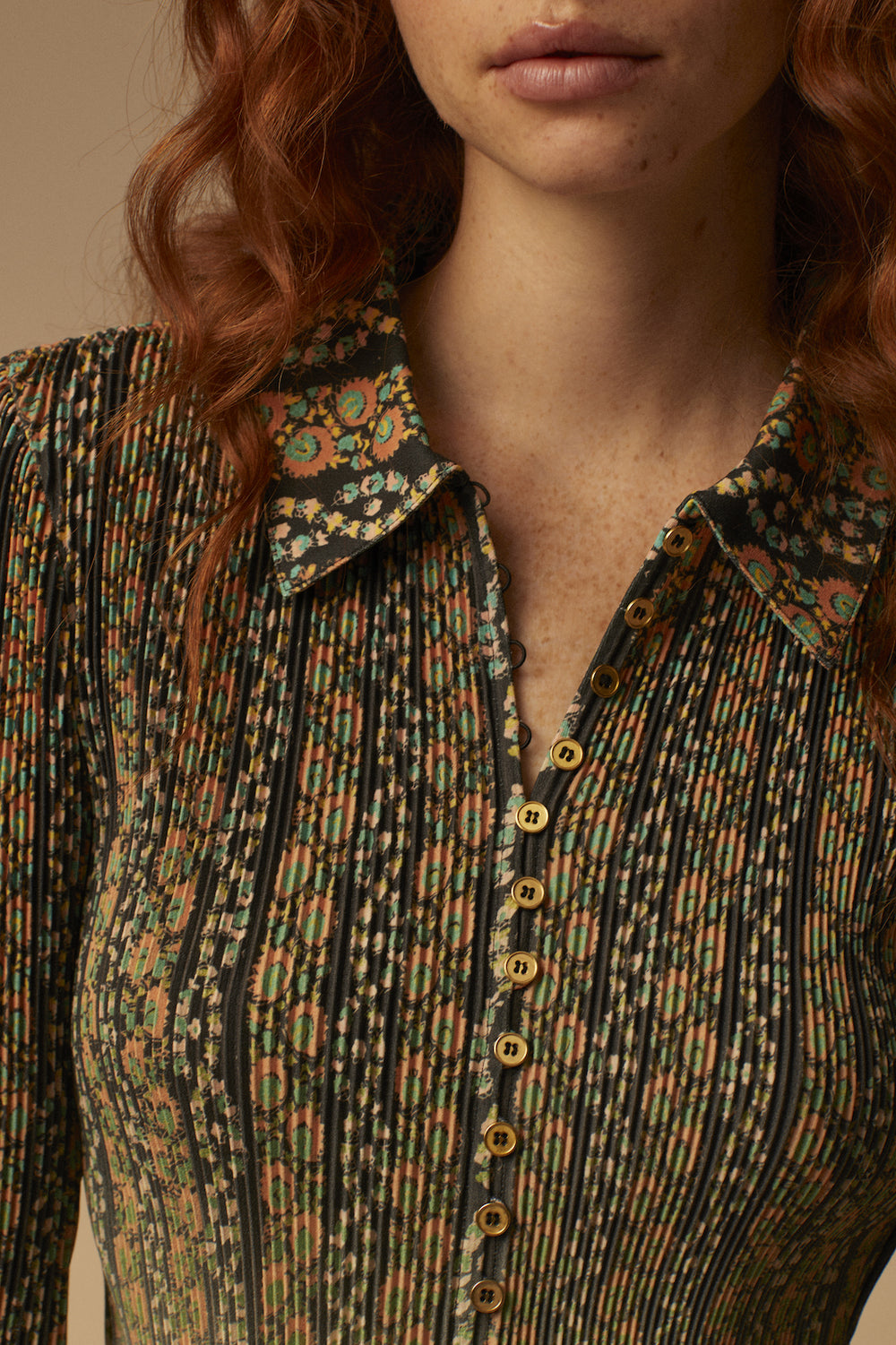 Chemise plissée dip dye floral