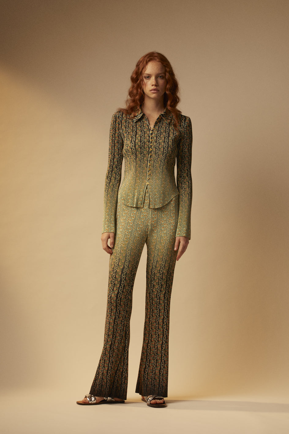 Chemise plissée dip dye floral