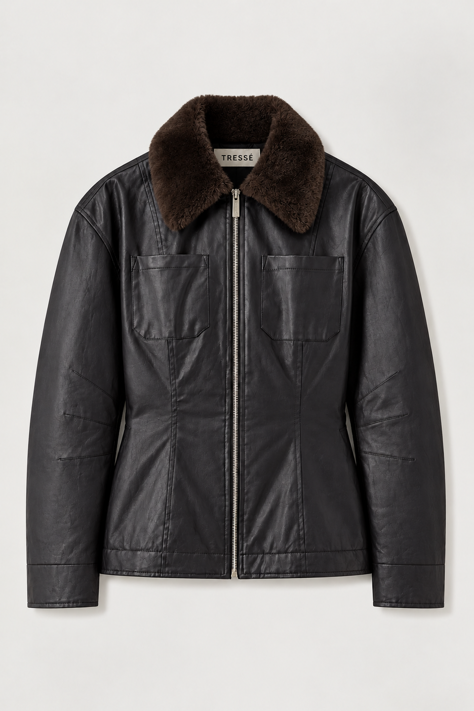 Veste en toile cirée à col fourrure