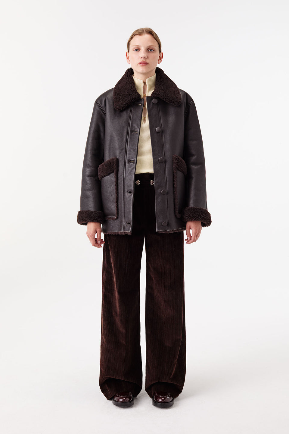 Veste en peau lainée