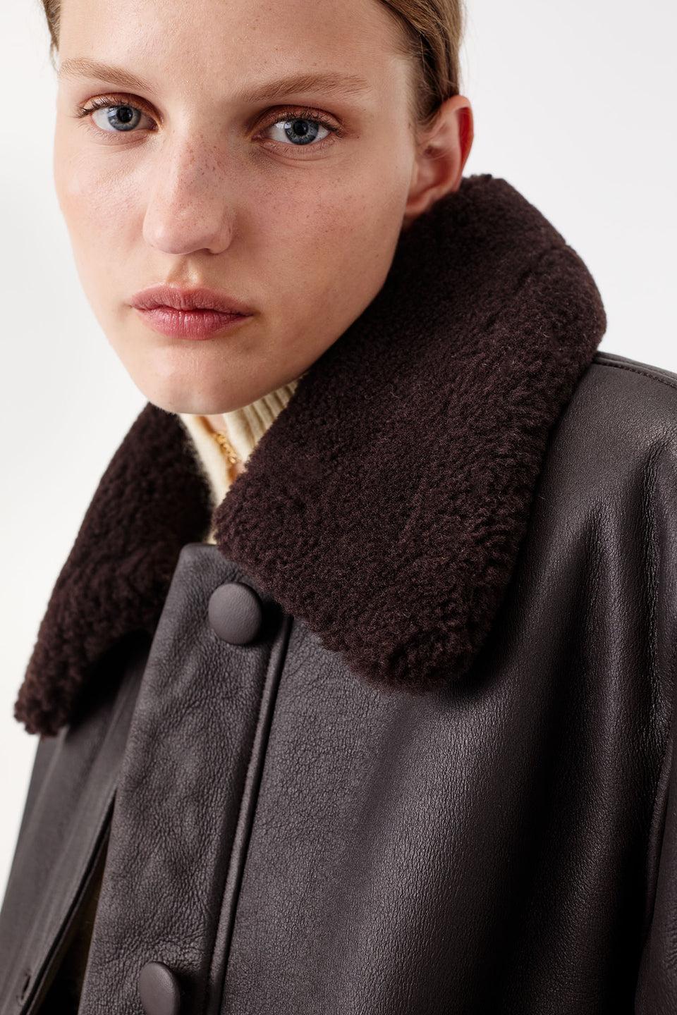 Veste en peau lainée