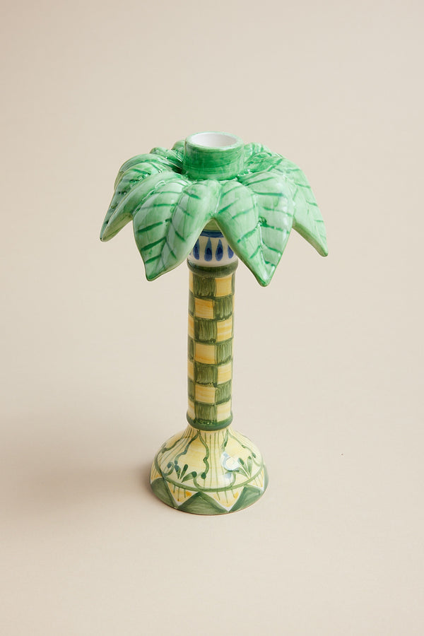 Grand bougeoir palmier anis