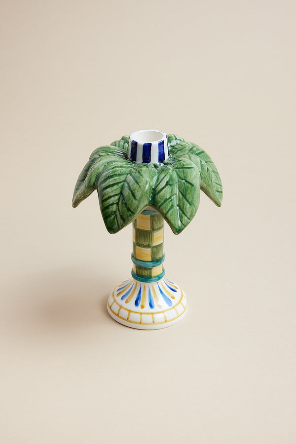 Petit bougeoir palmier anis