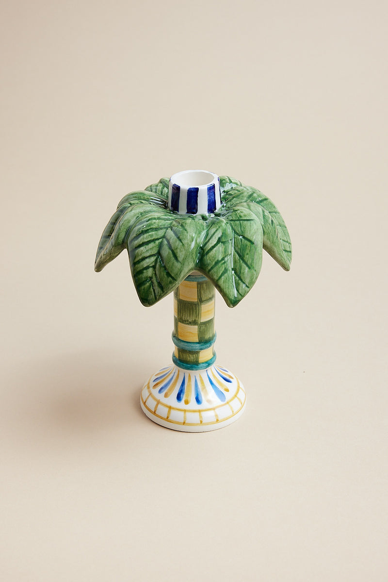 Petit bougeoir palmier anis