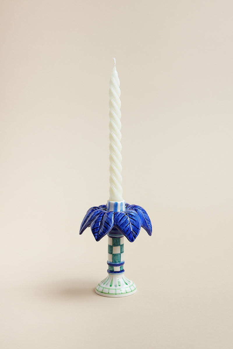 Petit bougeoir palmier azur