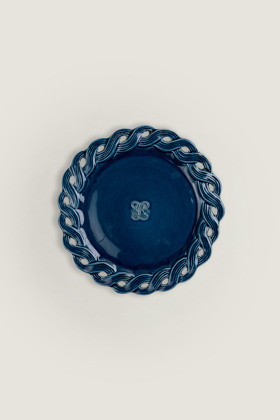 Assiette à diner à bords tresse