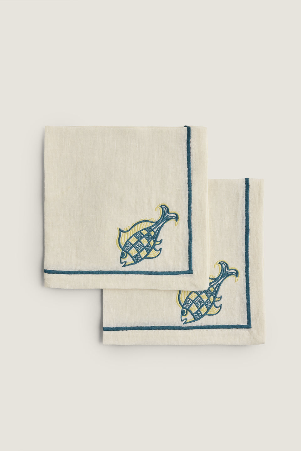 Embroidered linen napkin