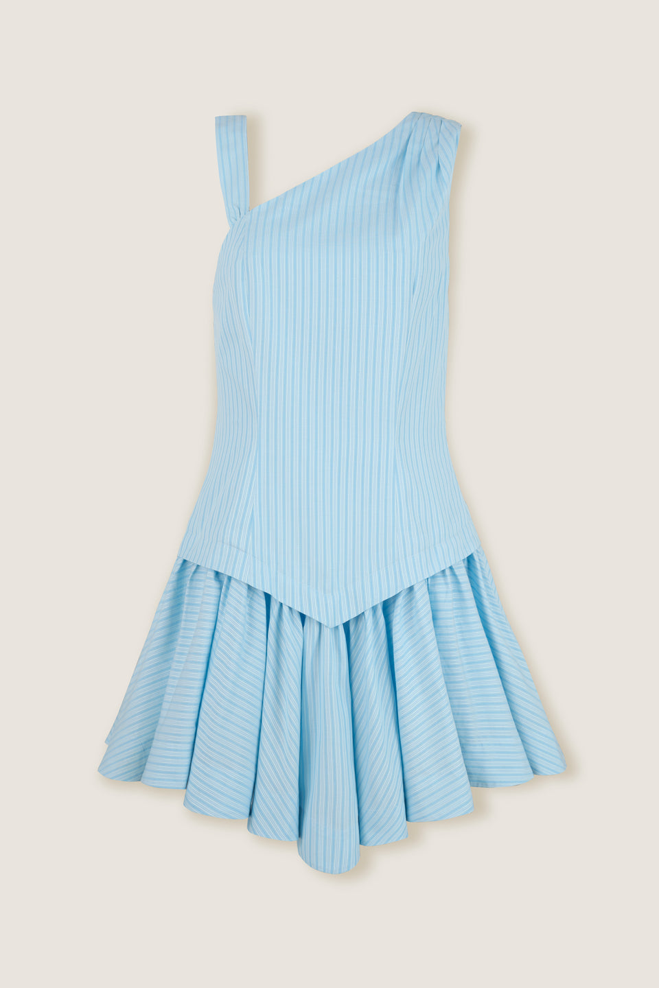 Robe courte rayée à découpe en pointe