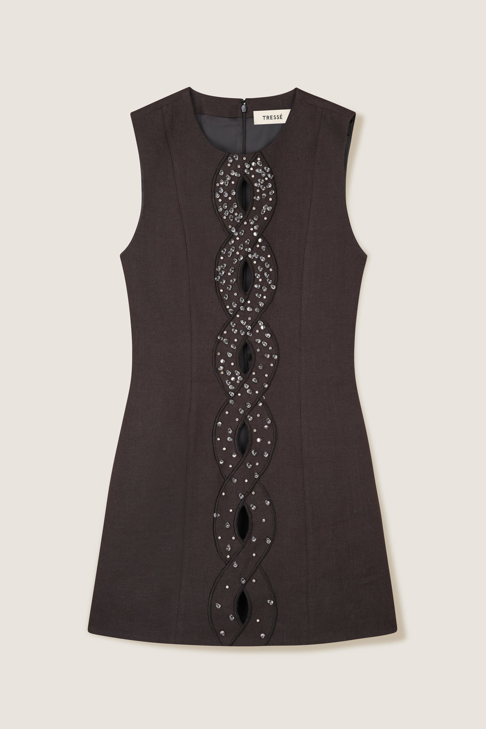 Robe courte à tresse brodée de strass