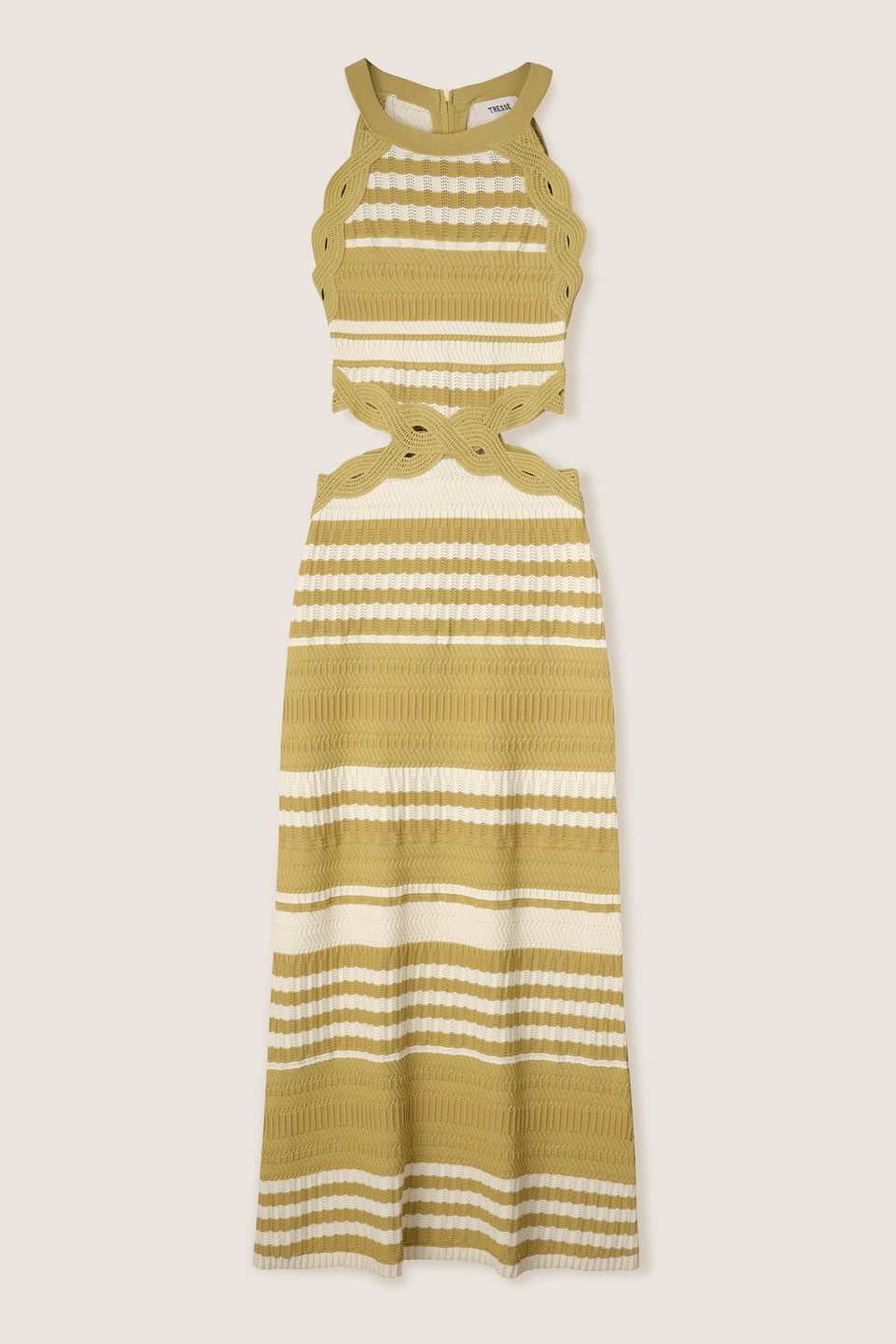 Robe longue en maille rayée