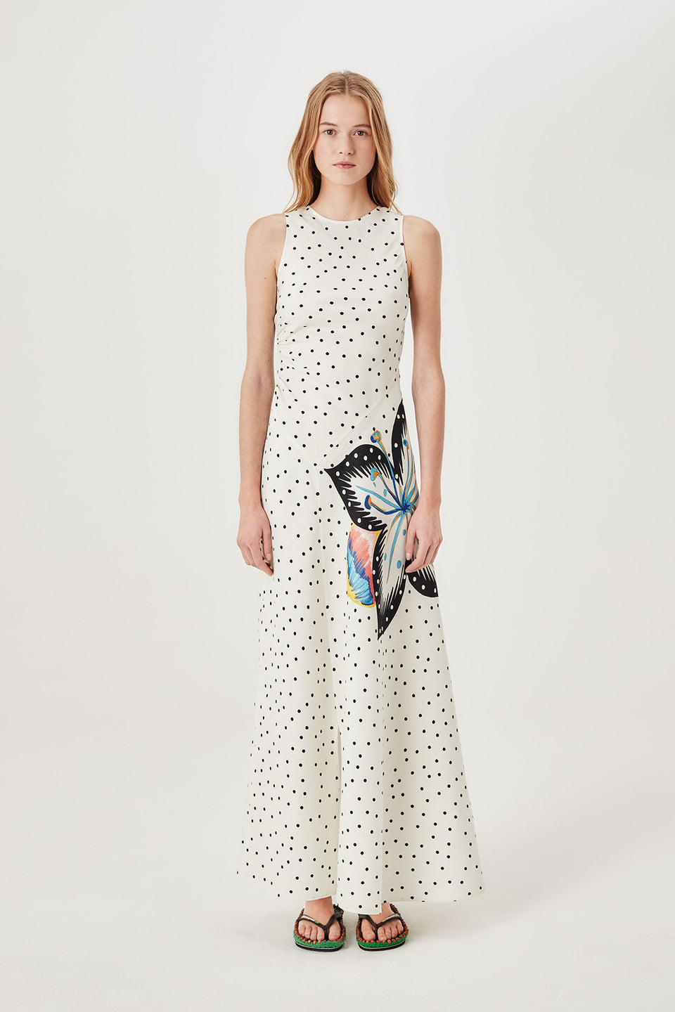 Robe longue à pois