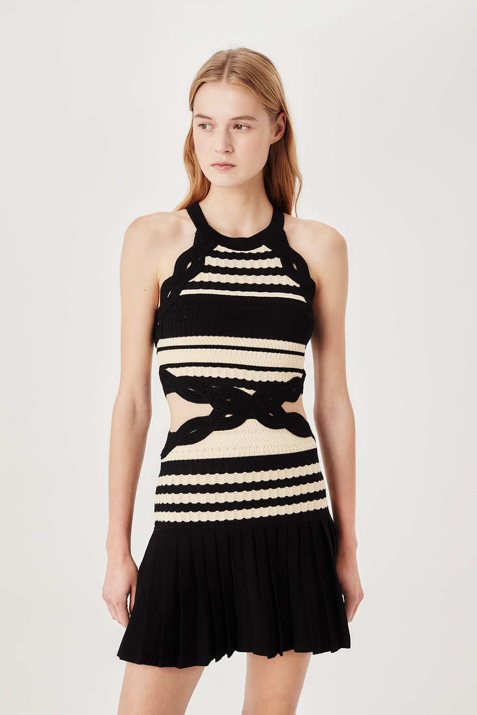 Robe en maille rayée